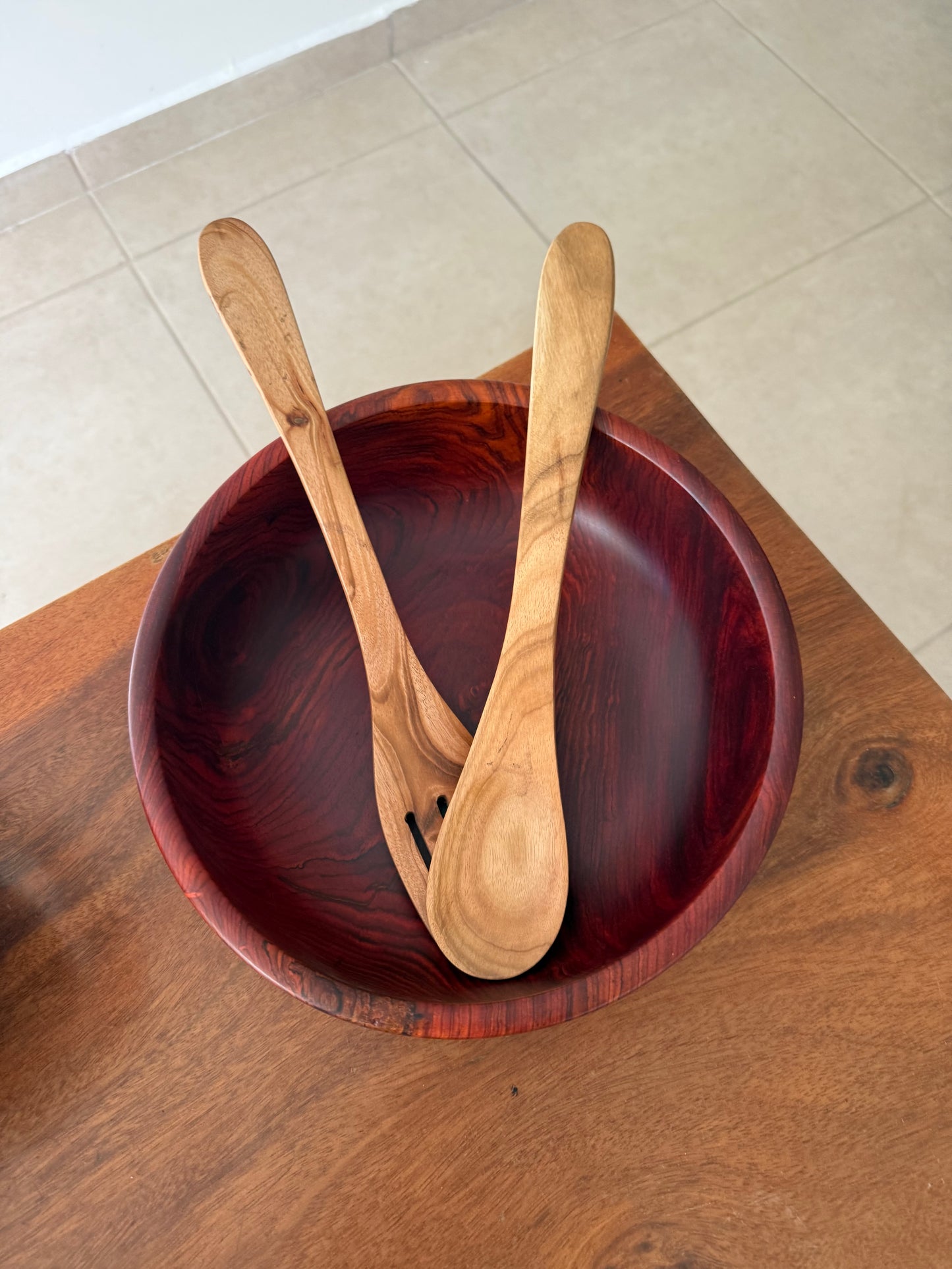 Artist Crafted 12” live edge Rosewood salad bowl